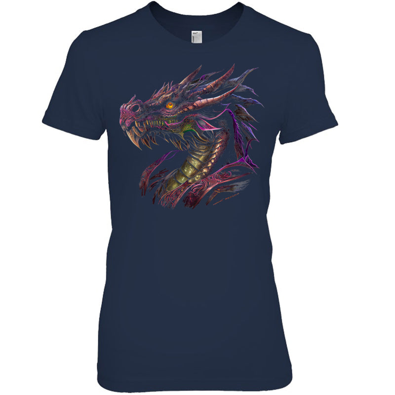 NavyWomanTshirtThinkingDragonLoverBeautifulPurpleFunFantasyArtCoolGiftForDragonLovers