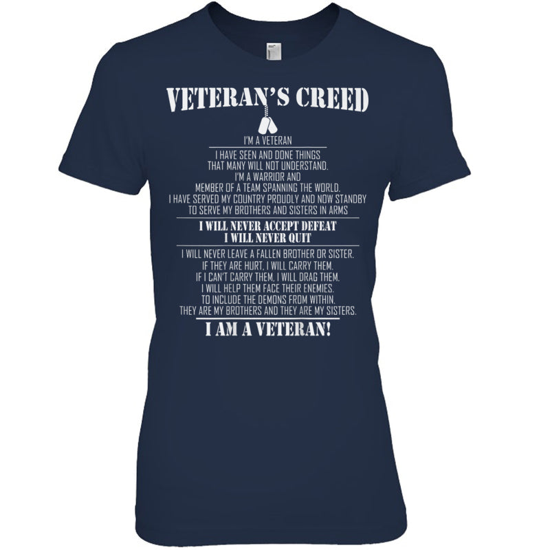 NavyWomanTshirtVeteran_sCreedI_mAVeteranIWillNeverAcceptDefeatIWillNeverQuitGiftForVeteran