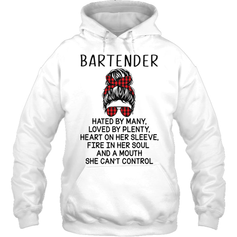 WhiteHoodieBartenderHatedByManyLovedByPlentyBartenderTShirt