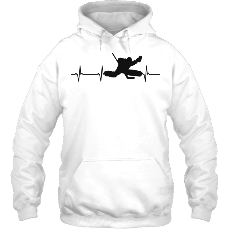 WhiteHoodieIceHockeyHeartbeatGoalieGiftForIceHockeyFanIceHockeyPlayer