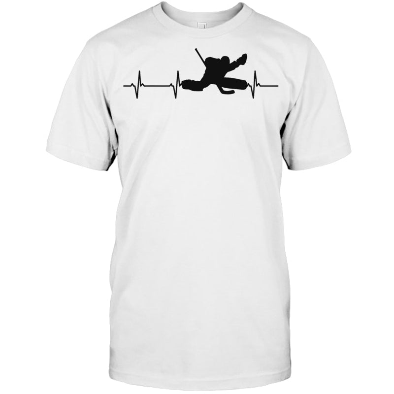 WhiteTshirtIceHockeyHeartbeatGoalieGiftForIceHockeyFanIceHockeyPlayer