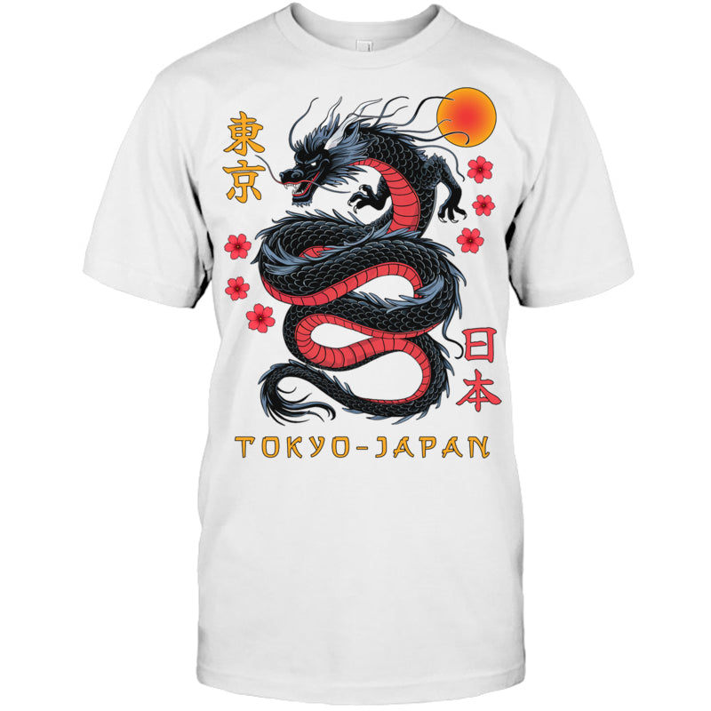 WhiteTshirtJapaneseDragonTokyoJapan80sAsianMythicalAnimeTattooGiftForDragonLovers