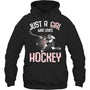BlackHoodieJustAGirlWhoLovesHockeyYouthKidsGirlsGiftForIceHockeyFanIceHockeyPlayer