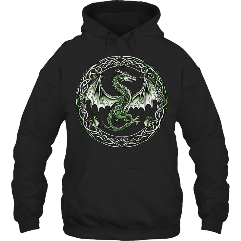 BlackHoodieTribalIrishGreenCelticKnotFantasyCelticDragonGiftForDragonLovers