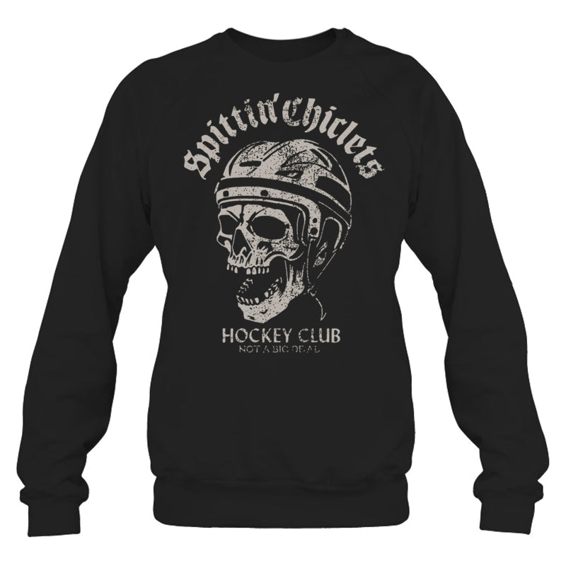 BlackSweatshirtSpittinChicletsHockeyClubSkullGiftForIceHockeyFanIceHockeyPlayer