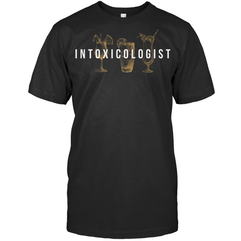 BlackTshirtIntoxicologistBartenderTapsterBartendingBarPubOwnerGiftForBartender