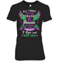 BlackWomanTshirtAllIWantMomAndDadMyAngelsInHeavenILoveAndMissThemHeaven