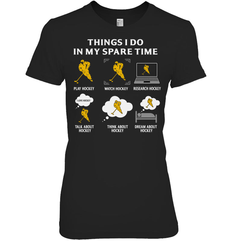 BlackWomanTshirtThingIDoInMySpareTimePlayHockeyGiftForIceHockeyFanIceHockeyPlayer