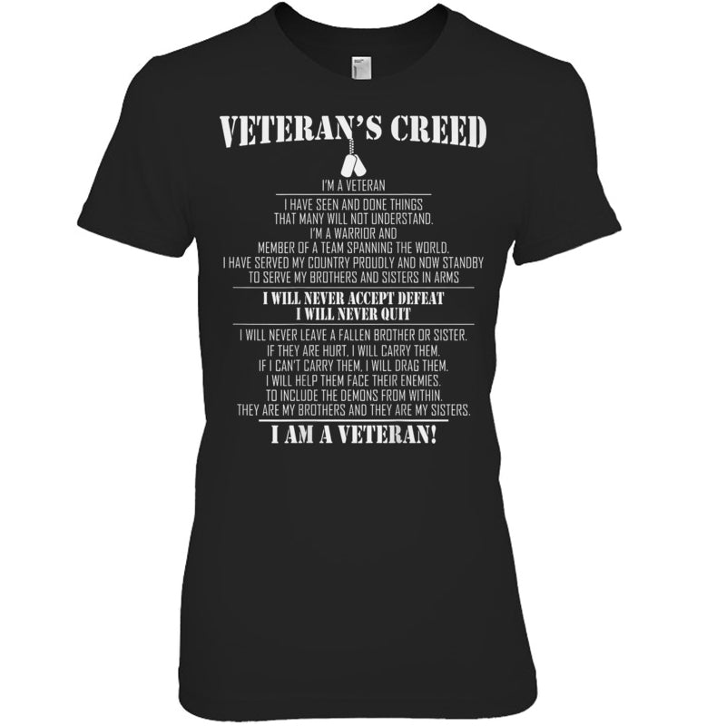 BlackWomanTshirtVeteran_sCreedI_mAVeteranIWillNeverAcceptDefeatIWillNeverQuitGiftForVeteran