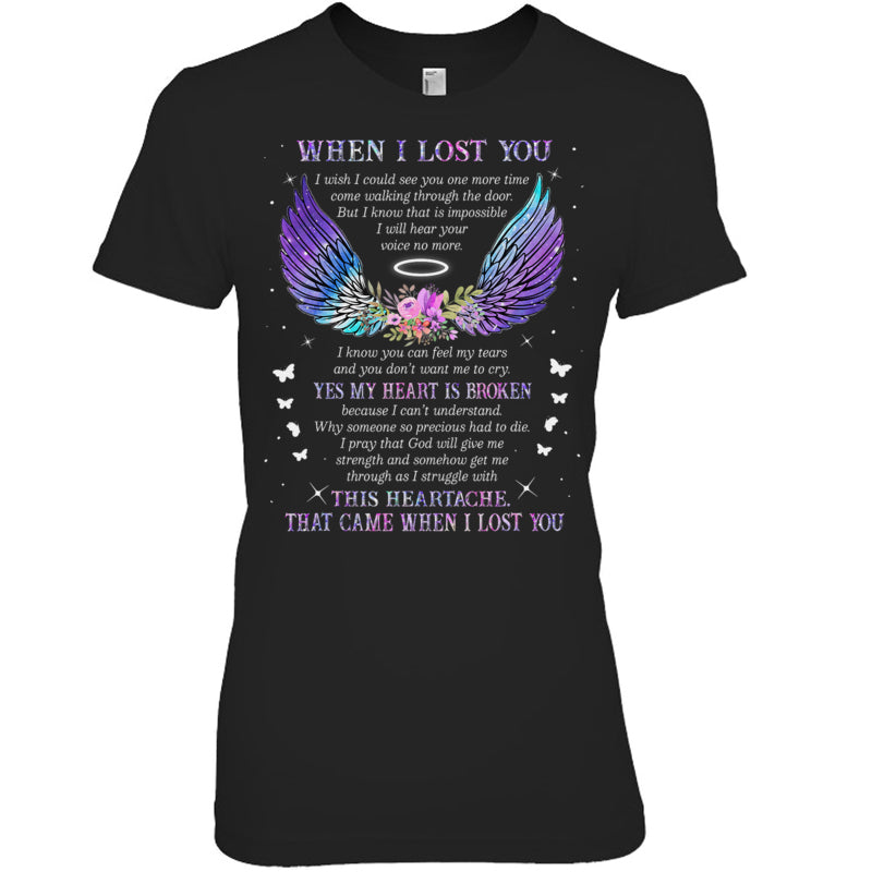 BlackWomanTshirtWhenILostYouYesMyHeartIsBrokenThatCameWhenILostYouHeavenMemorialGift