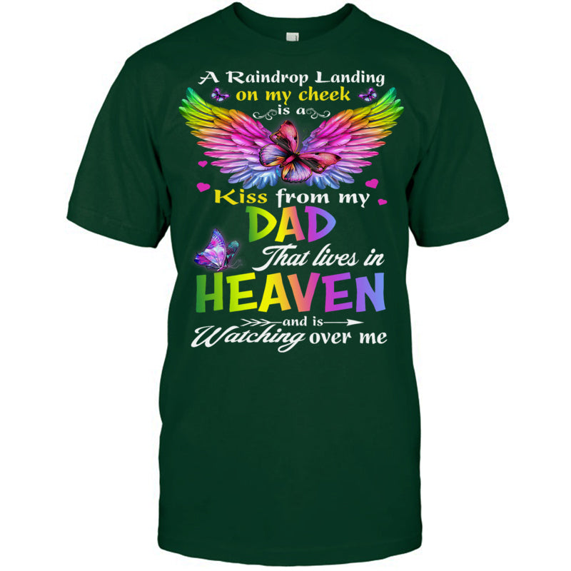 ForestGreenTshirtInRaindropLandingMemoryOfDadAngelKnowHeavenBeautifulPlaceMemoriesHeaven