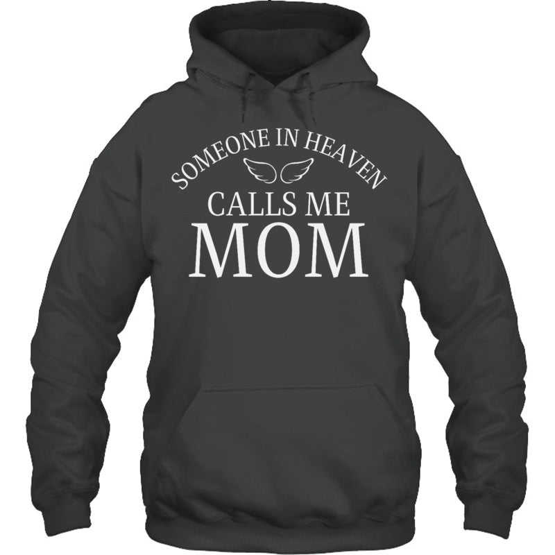 HeatherDarkGreyHoodieSomeoneInHeavenCallsMeMomAngelWingsHeavenMemorialGift