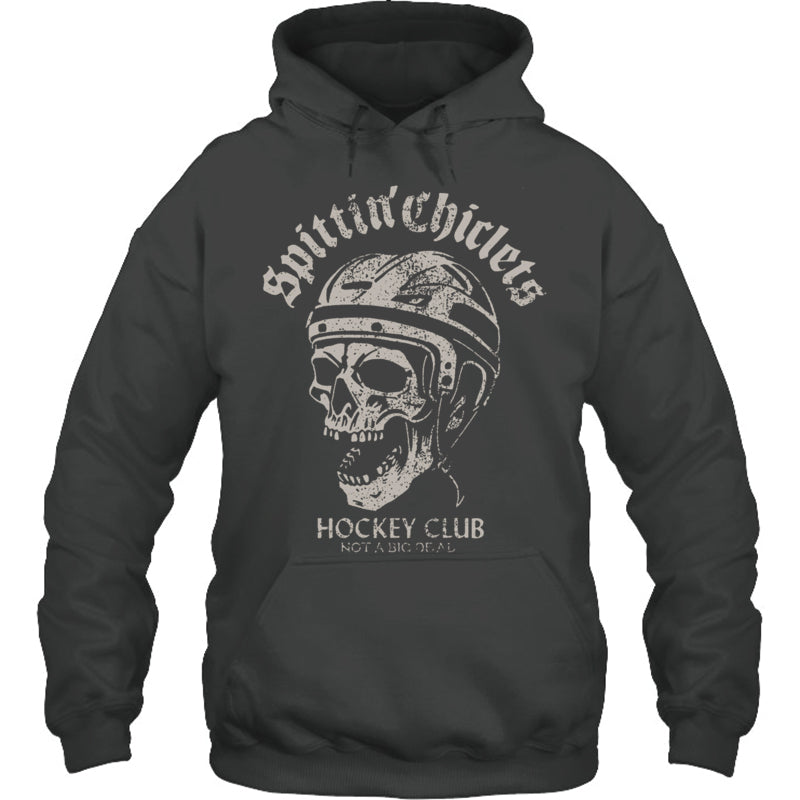 HeatherDarkGreyHoodieSpittinChicletsHockeyClubSkullGiftForIceHockeyFanIceHockeyPlayer