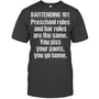 HeatherDarkGreyTshirtBartending101PreschoolRulesAndBarRulesAreTheSameGiftForBartender