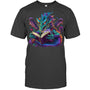 HeatherDarkGreyTshirtDragonReadingBookGiftForDragonLovers
