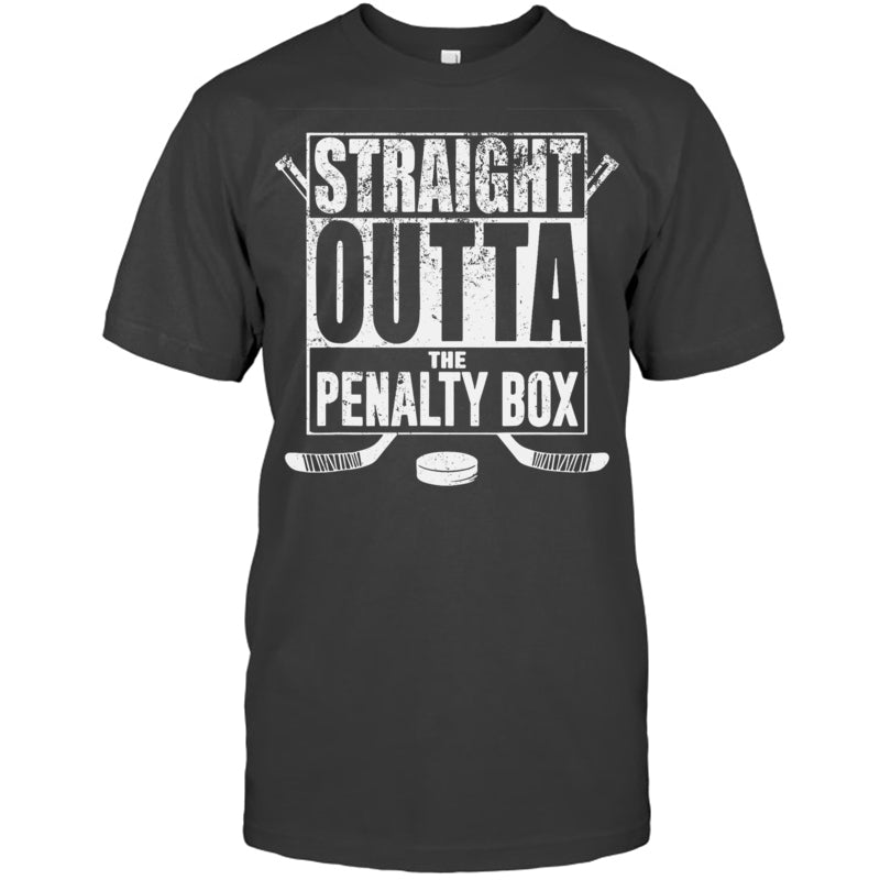HeatherDarkGreyTshirtStraightOuttaThePenaltyBoxGiftForIceHockeyFanIceHockeyPlayerV2