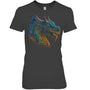 HeatherDarkGreyWomanTshirtBeautifulBlueRedDragonLoverFantasyArtSharpGiftForDragonLovers