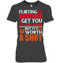HeatherDarkGreyWomanTshirtFlirtingWithTheBartenderWon_tGetYouAFreeDrinkGiftForBartender