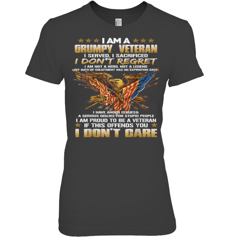 HeatherDarkGreyWomanTshirtIAmAGrumpyVeteranIServedISacrificedIDon_tRegretGiftForVeteran