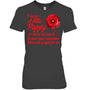 HeatherDarkGreyWomanTshirtIWearALittlePoppyFlowerRememberAmericanUSAGiftForVeteran