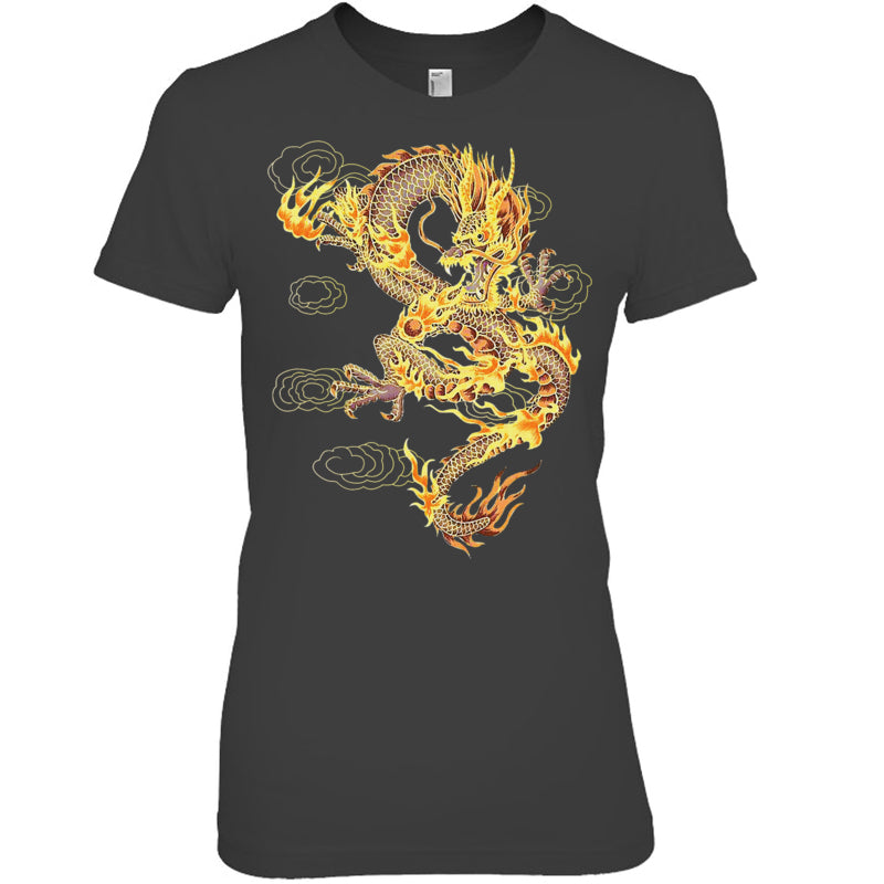 HeatherDarkGreyWomanTshirtTraditionalChineseDragonSymbolOfPowerAndStrengthGiftForDragonLovers