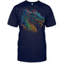 NavyTshirtBeautifulBlueRedDragonLoverFantasyArtSharpGiftForDragonLovers