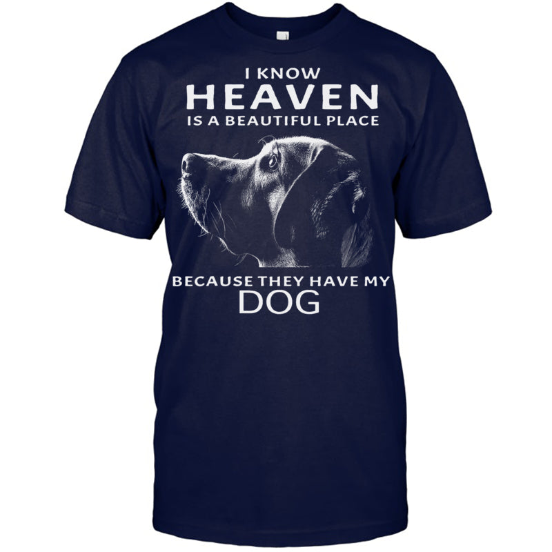 NavyTshirtIKnowHeavenIsABeautifulPlaceBecauseTheyHaveMyDogHeaven