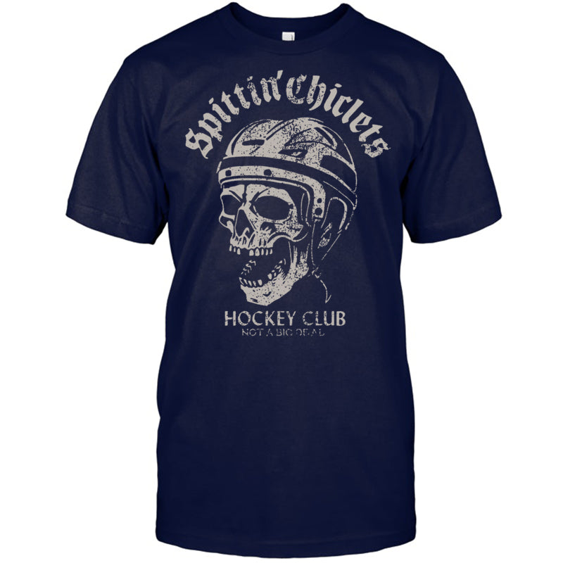 NavyTshirtSpittinChicletsHockeyClubSkullGiftForIceHockeyFanIceHockeyPlayer