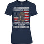 NavyWomanTshirtAFemaleVeteranStandsUpForHerCountryWomenMomGiftForVeteran