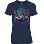 NavyWomanTshirtDragonReadingBookGiftForDragonLovers