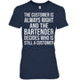 NavyWomanTshirtTheCustomerIsAlwaysRightGiftForBartender